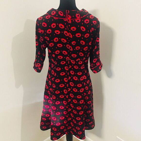 HELL BUNNY Kiss Me Deadly Red Black Fangs Lips Retro Halloween Dress Small - Picture 4 of 9